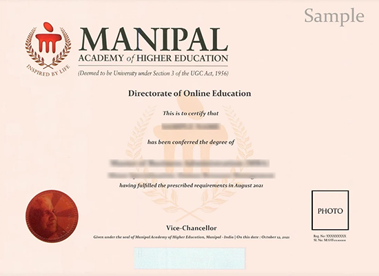 Sample degree certificate preview 1 — Manipal University online